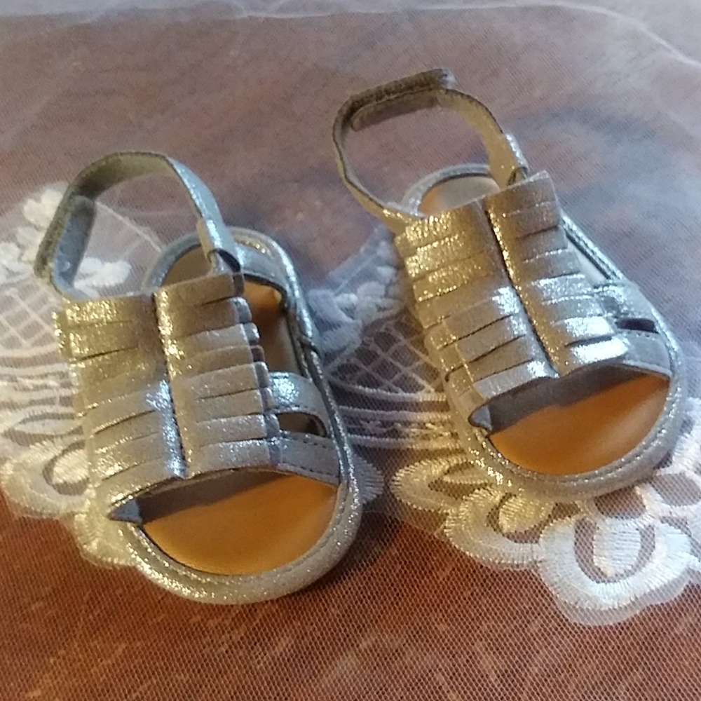 Silver baby sandals with fringe (Size 1)